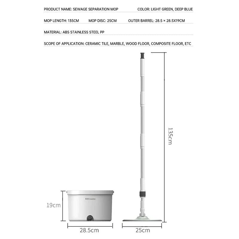 Mop With Spin Bucket Press Rinse Free Hand Wash Clean Dirt Separation Home Floor Cleaning Mop Rotating Dry Cleaning Tools