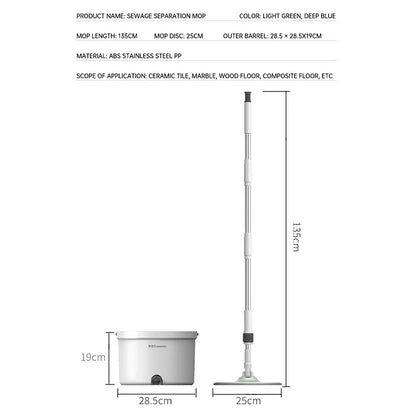 Mop With Spin Bucket Press Rinse Free Hand Wash Clean Dirt Separation Home Floor Cleaning Mop Rotating Dry Cleaning Tools